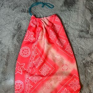 FWP Fluorescent pink paisley pattern drawstring bag